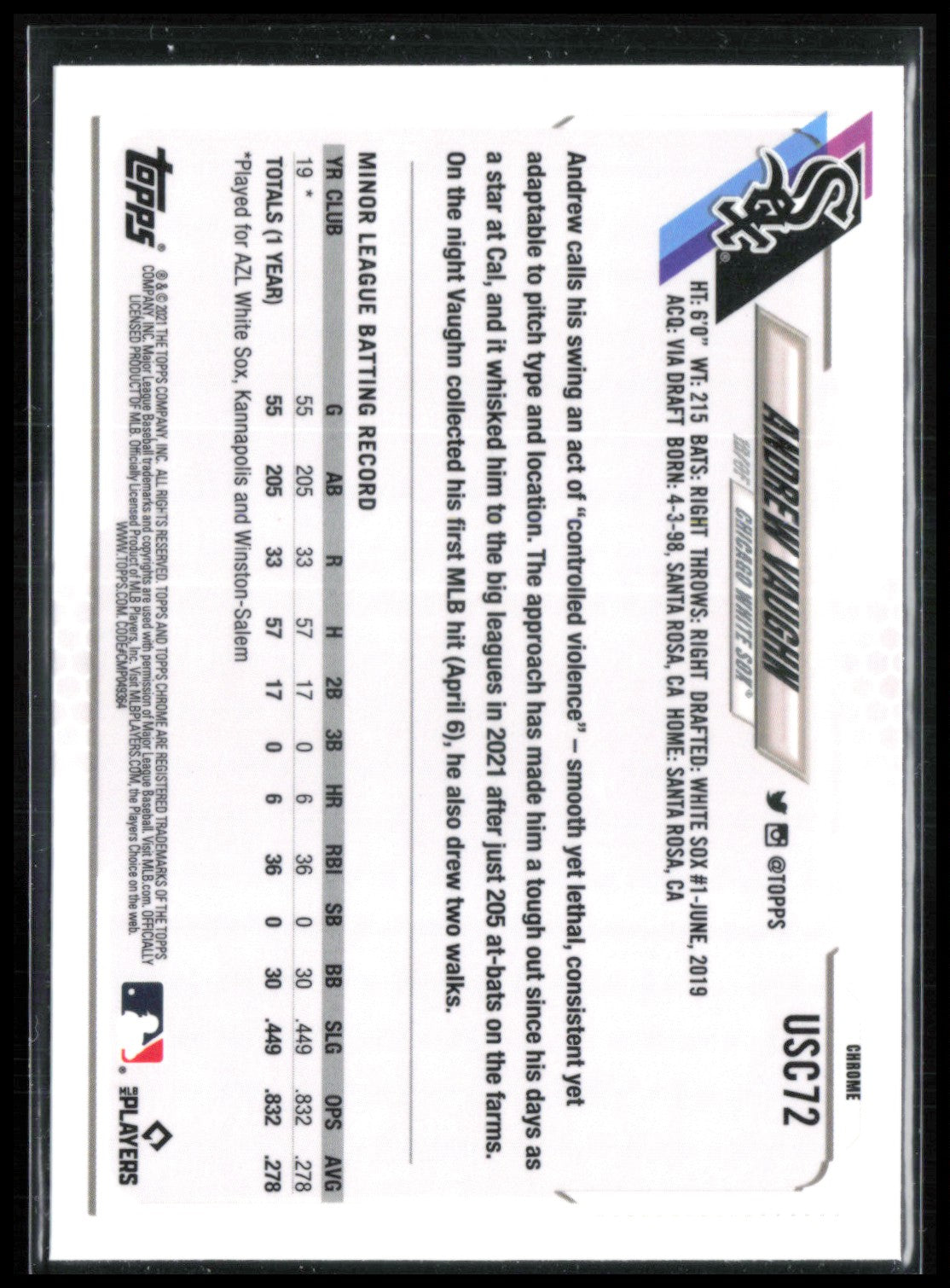 Andrew Vaughn RC Purple