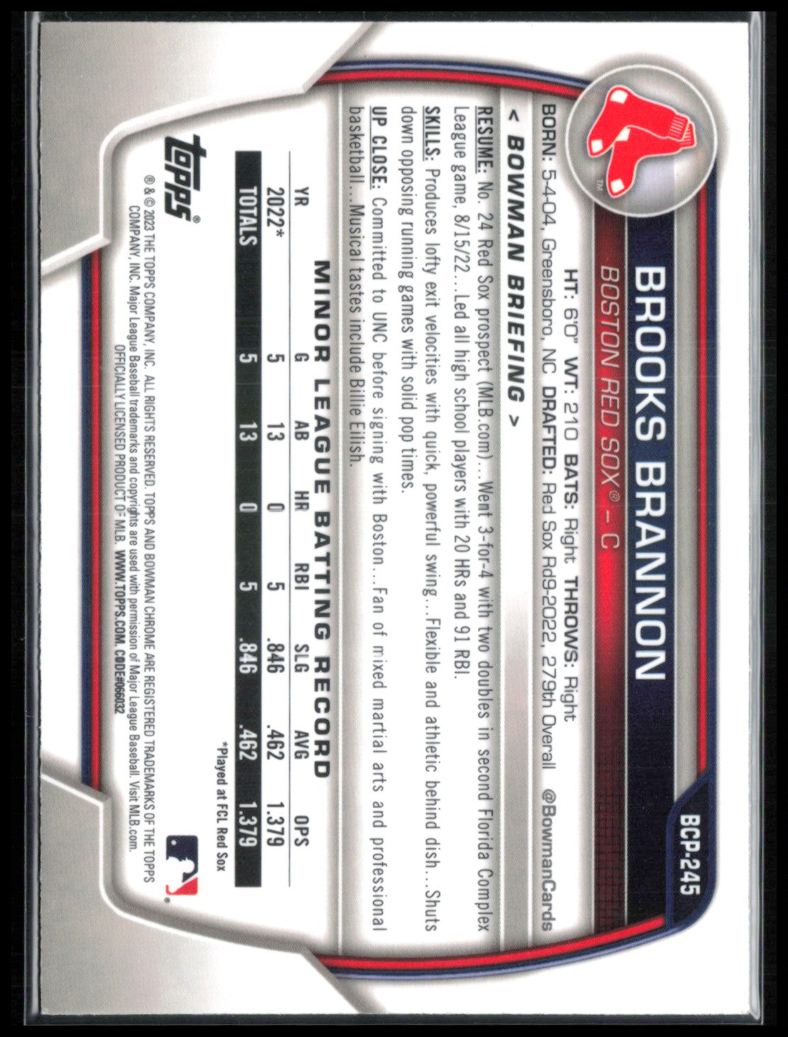 Brooks Brannon 1st Bowman Mojo