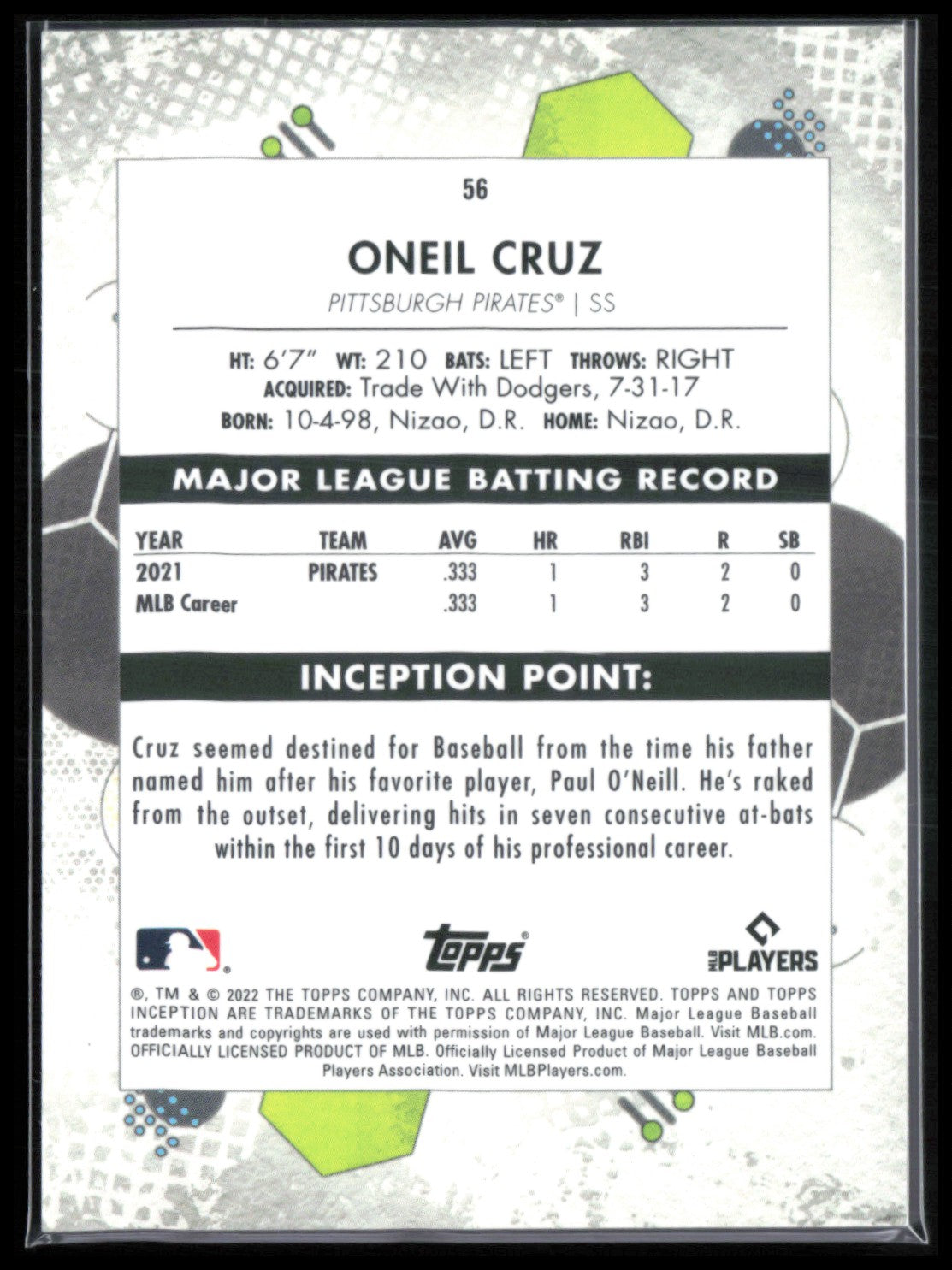 Oneil Cruz RC Inception