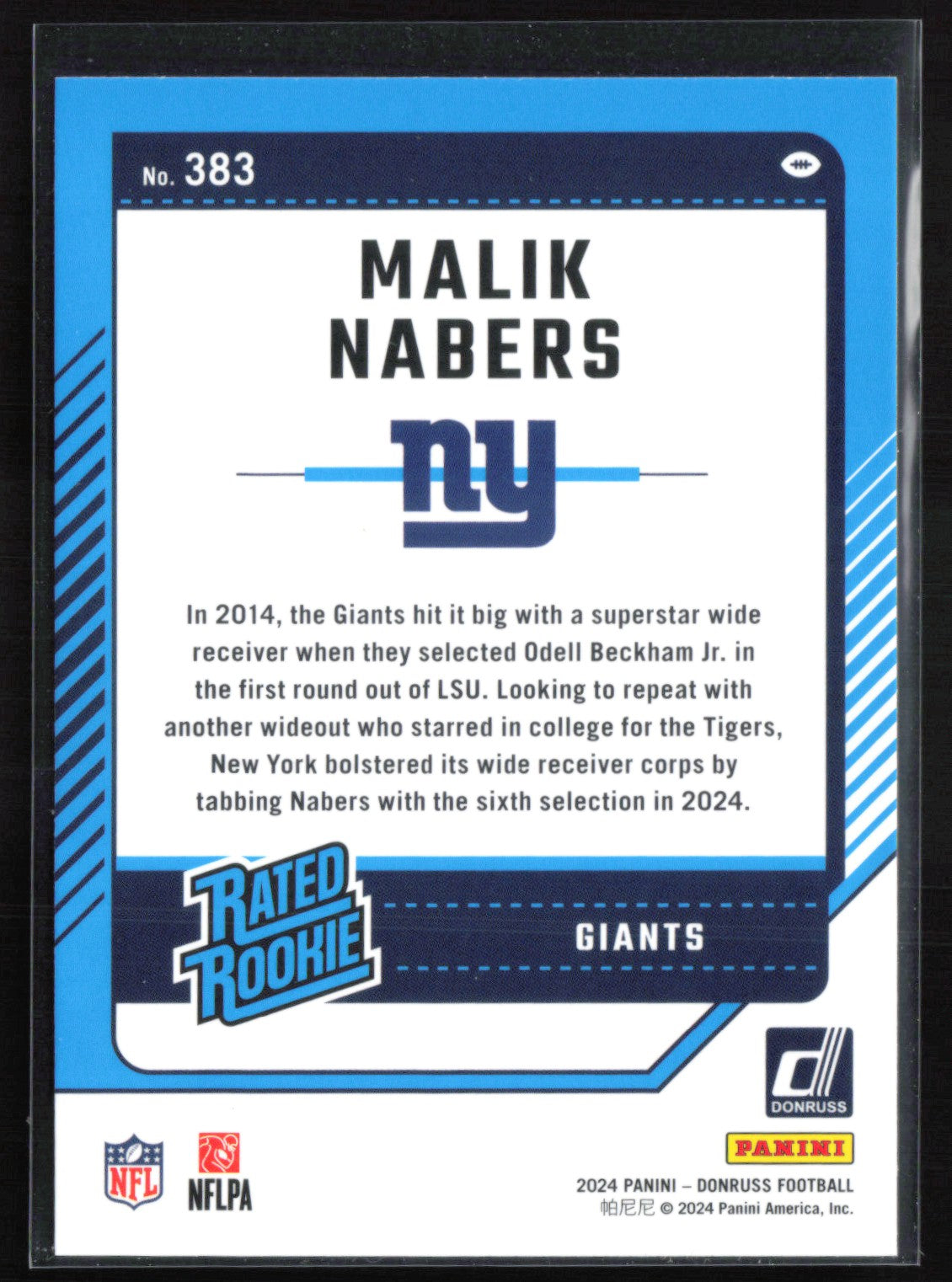 Malik Nabers RC Rated Rookie