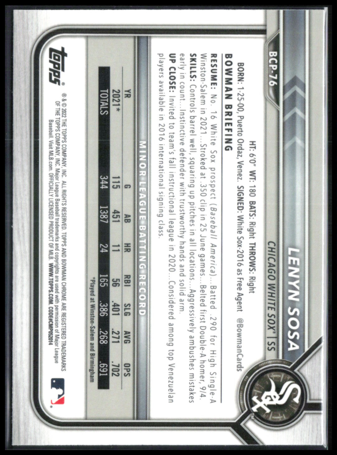 Lenyn Sosa 1st Bowman Mojo