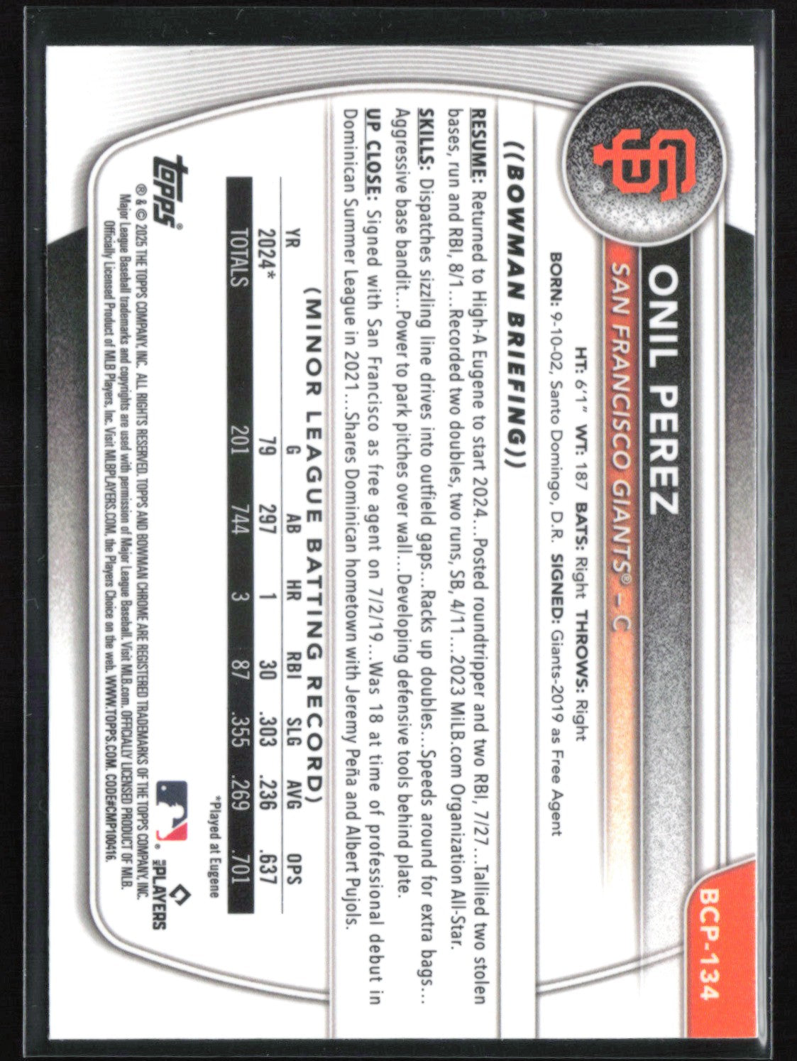 Onil Perez 1st Bowman