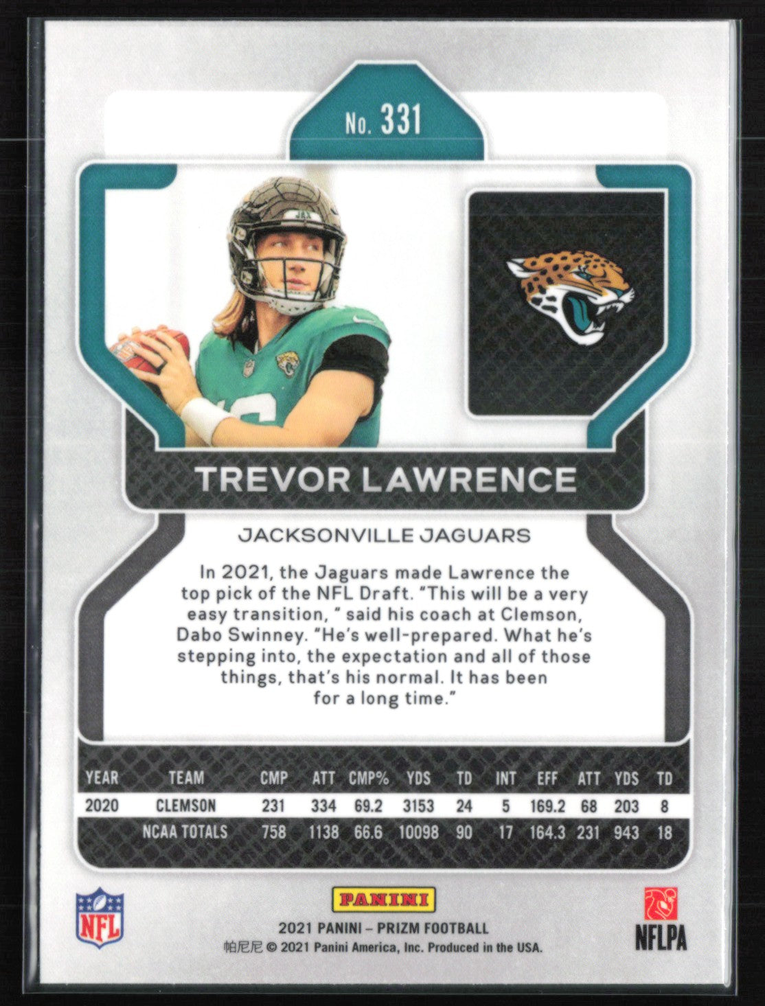 Trevor Lawrence RC 2021 Prizm
