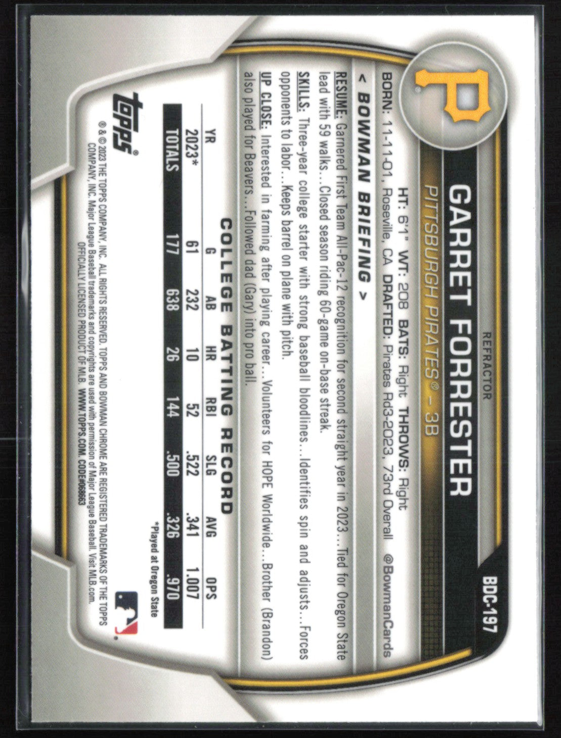Garret Forrester 1st Bowman Refractor