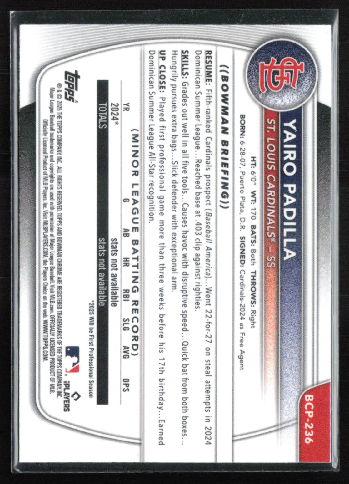 Yairo Padilla 1st Bowman Mojo