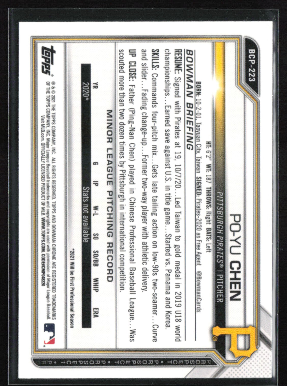 Po-Yu Chen 1st Bowman Mojo