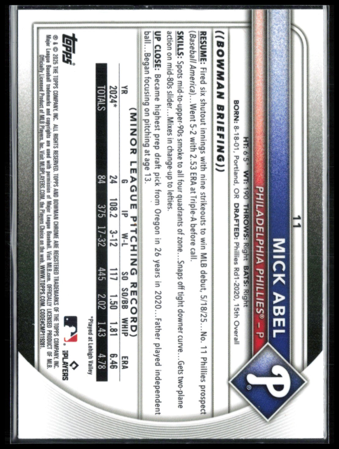 Mick Abel RC Red Rookie Logo