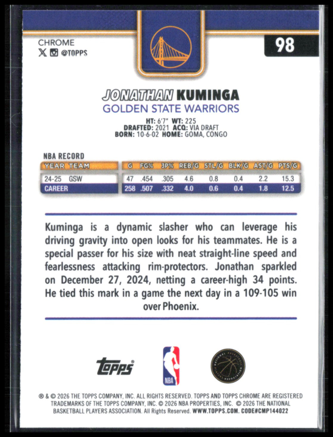 Jonathan Kuminga RWB Refractor