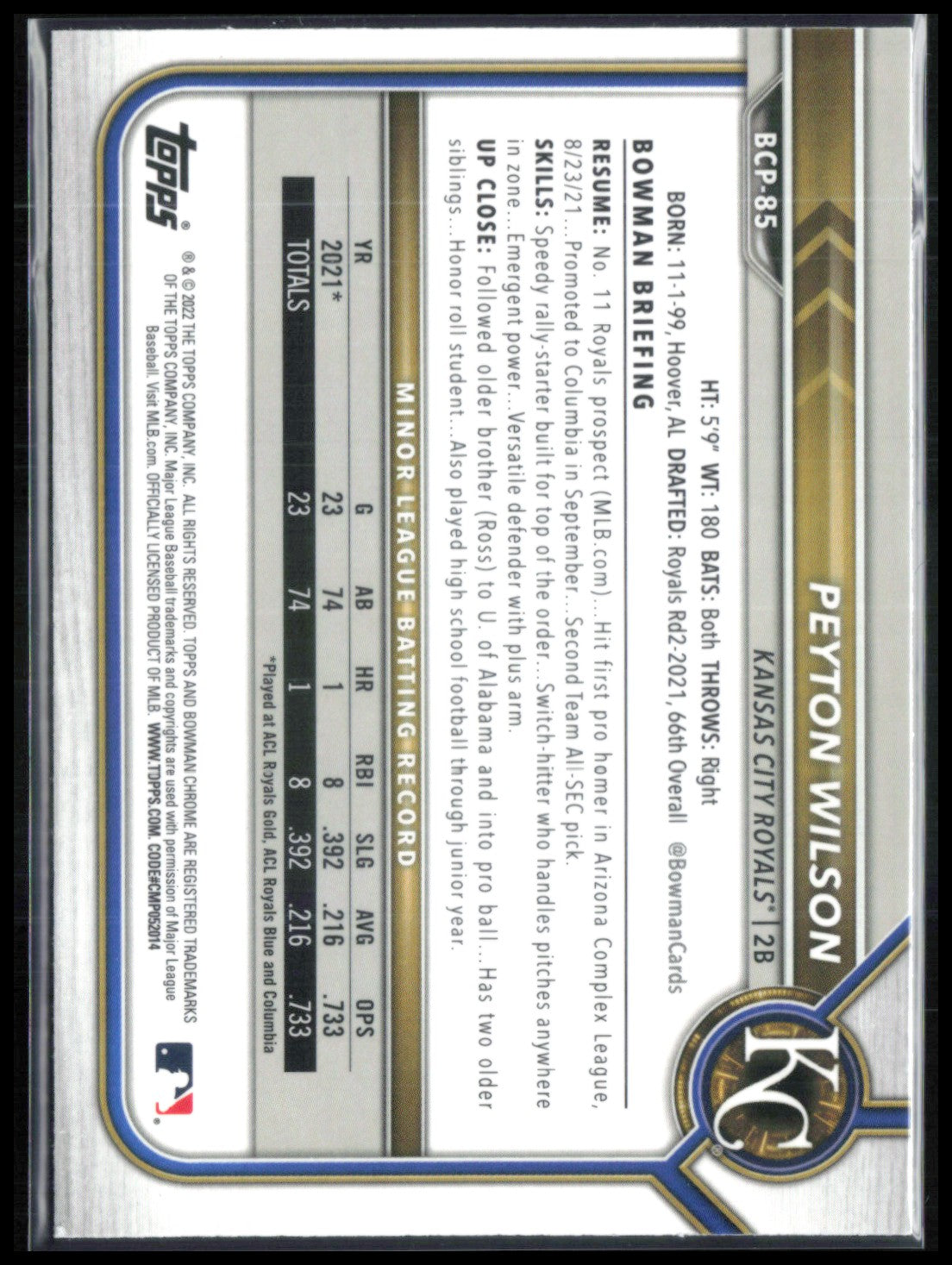 Peyton Wilson 1st Bowman Mojo