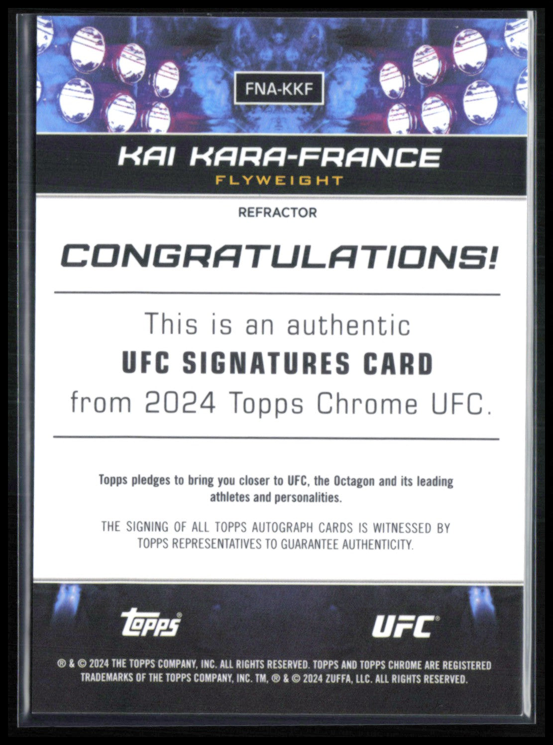 Kai Kara-France Auto /150 2024 Topps Chrome UFC