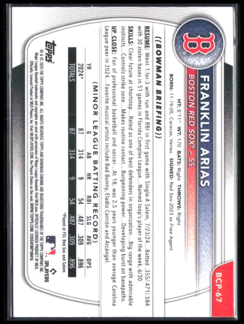 Franklin Arias 1st Bowman Chrome