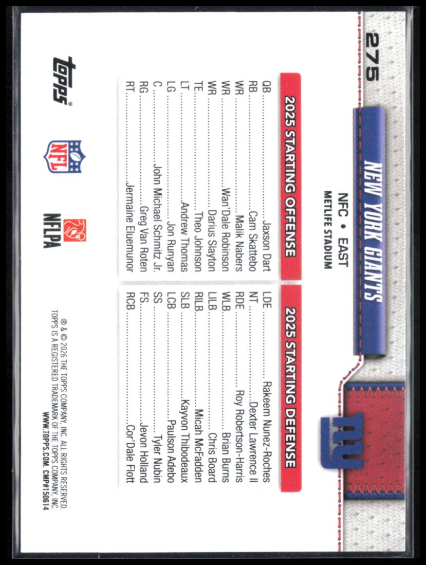 New York Giants Aqua Foil