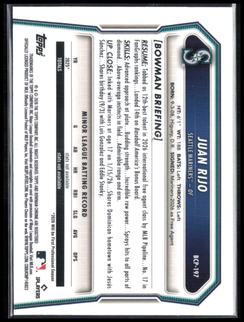Juan Rijo 1st Bowman Chrome