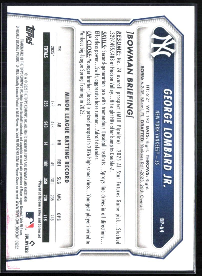 George Lombard Jr. Prospect