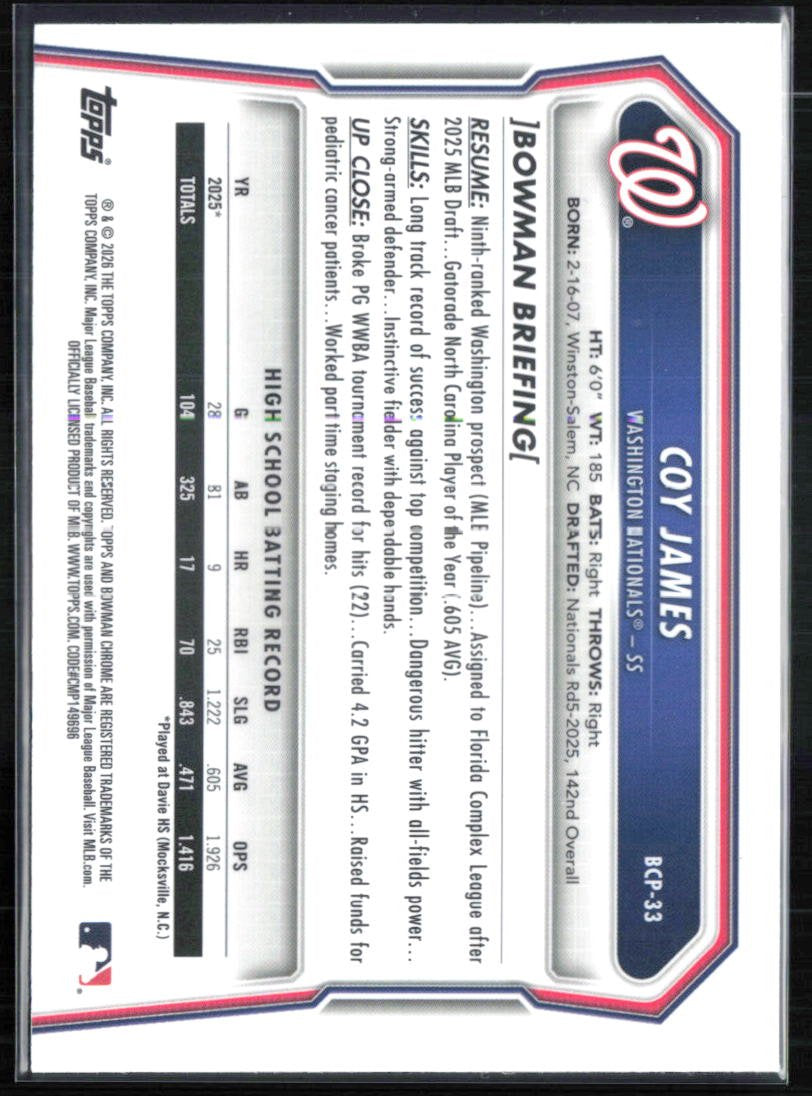 Coy James 1st Bowman mojo