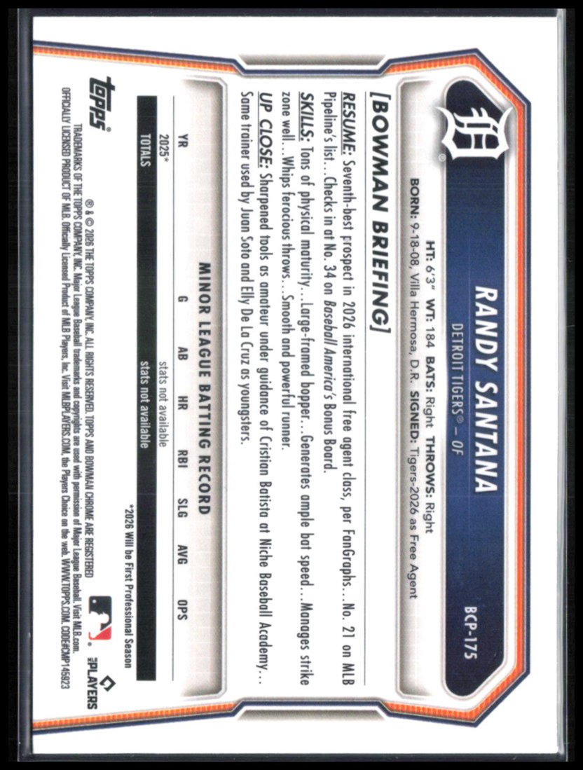 Randy Santana 1st Bowman Chrome