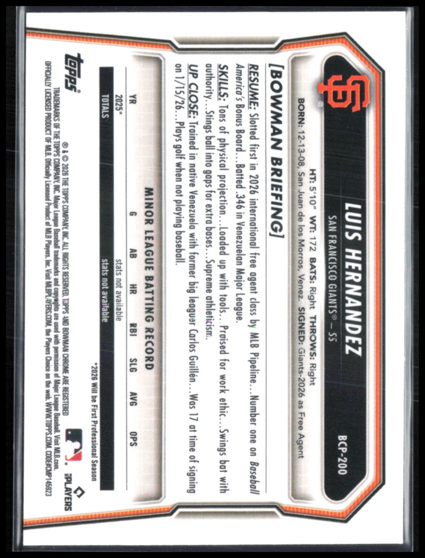 Luis Hernandez 1st Bowman Chrome