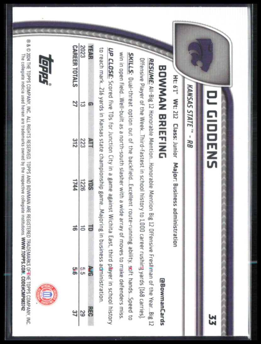 DJ Giddens 1st Bowman Sapphire