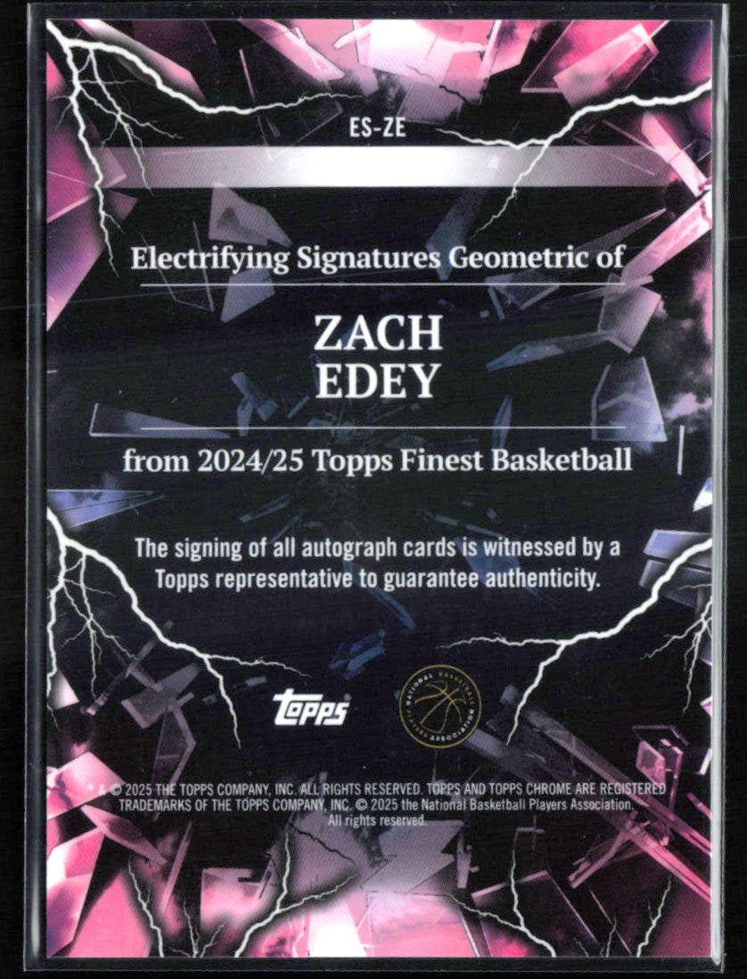 Zach Edey RC Auto Blue Geometric /99 2024 Topps Finest