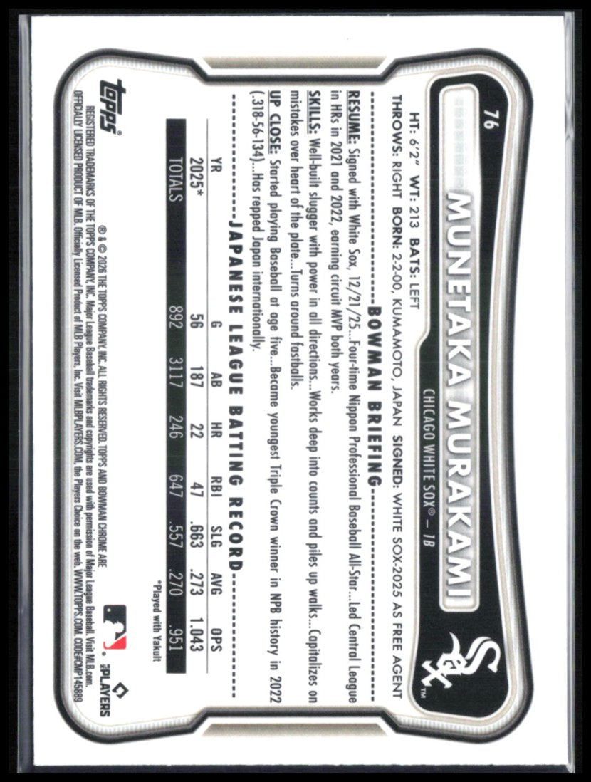 Munetaka Murakami RC 2026 Topps Chrome