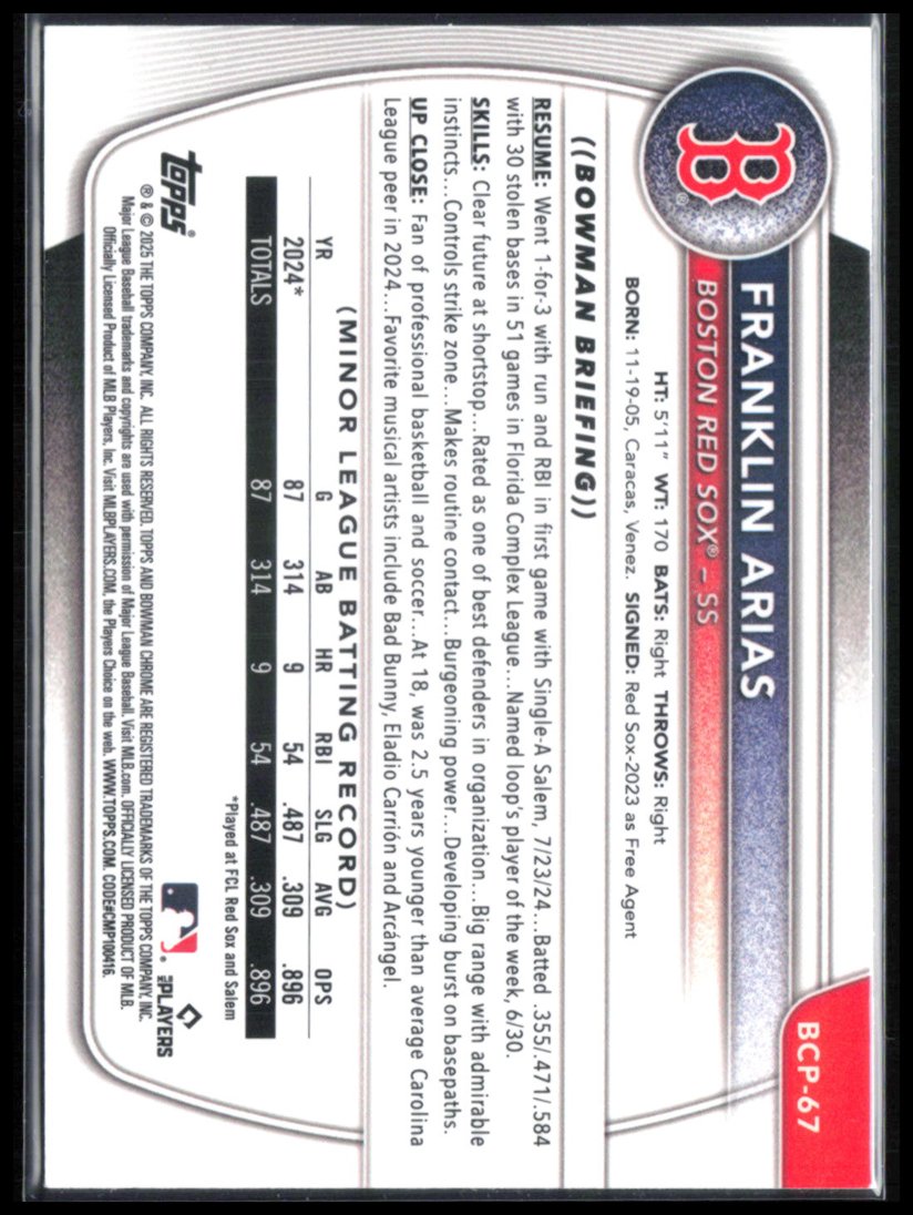 Franklin Arias 1st Bowman Chrome
