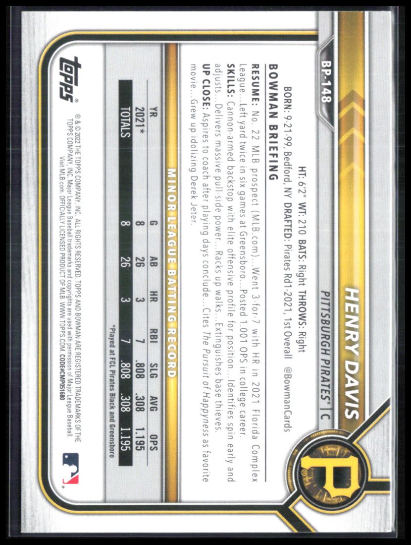 Henry Davis Prospects