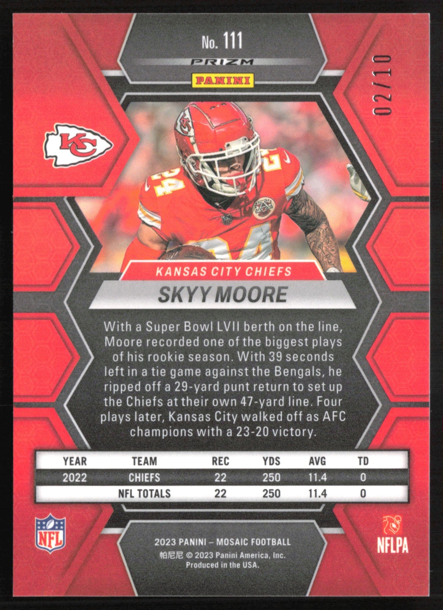 Skyy Moore 02/10 Gold 2023 Panini Mosaic