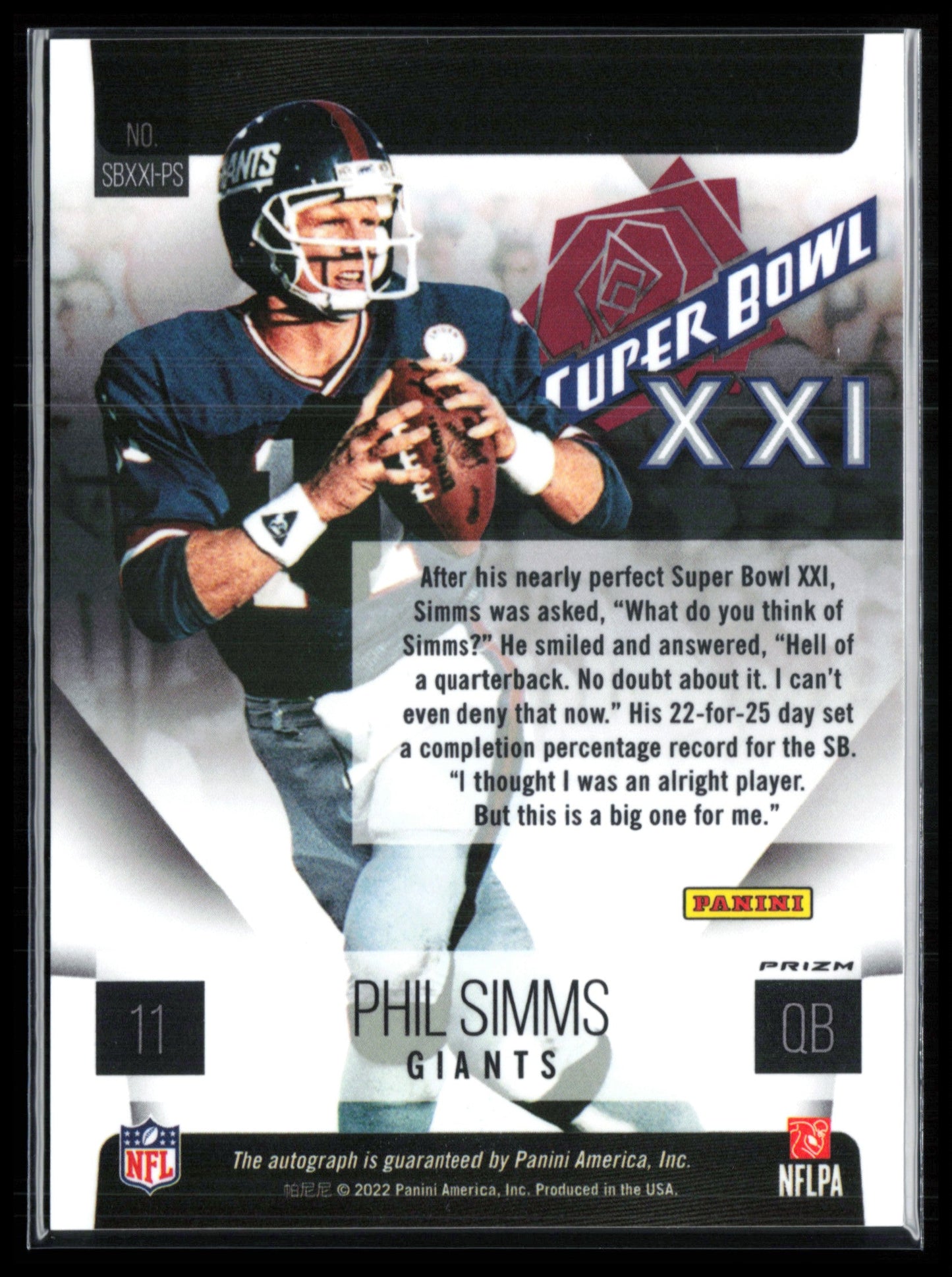 Phil Simms Auto Super Bowl XXI