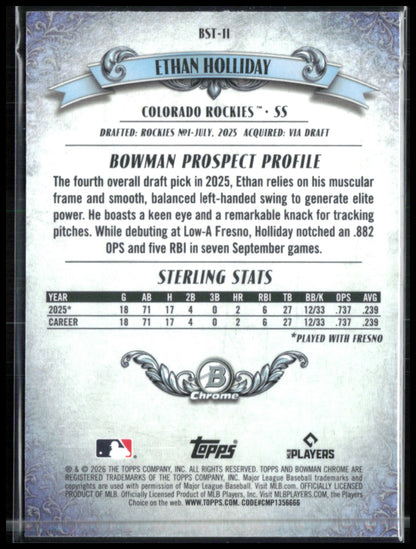 Ethan Holliday Bowman Sterling Mojo Prospects