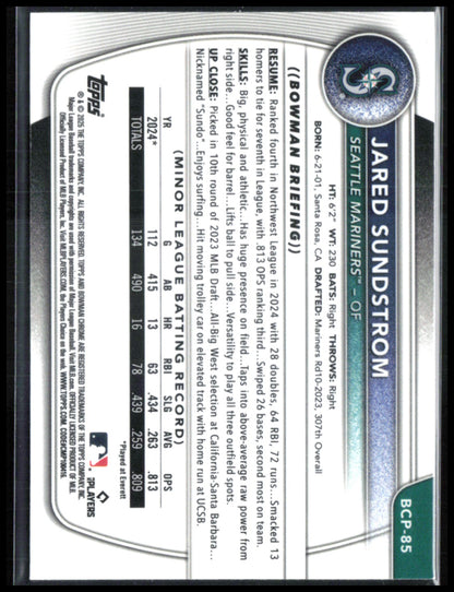 Jared Sundstrom 1st Bowman Purple Raywave /250