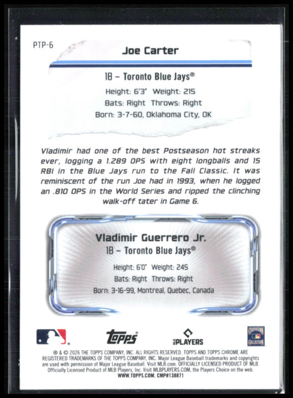 Joe Carter / Vladimir Guerrero Jr Past to Present