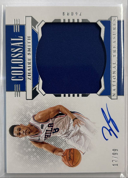 Zhaire Smith Jumbo Patch Auto /99 Colossal National Treasures