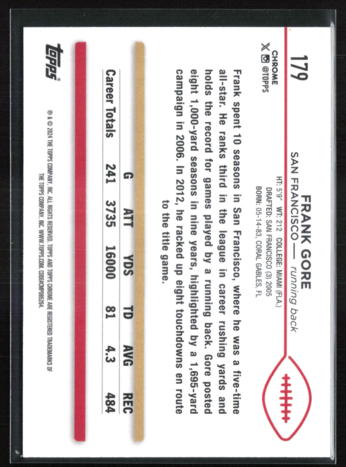 Frank Gore Pink Refractor /399