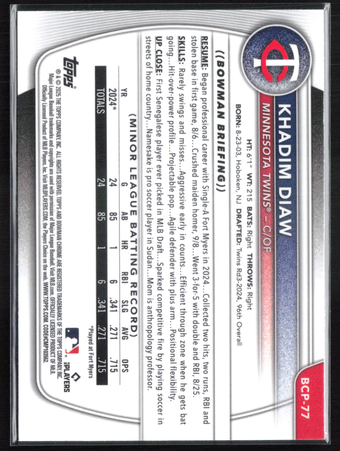 Khadim Diaw 1st Bowman Mojo
