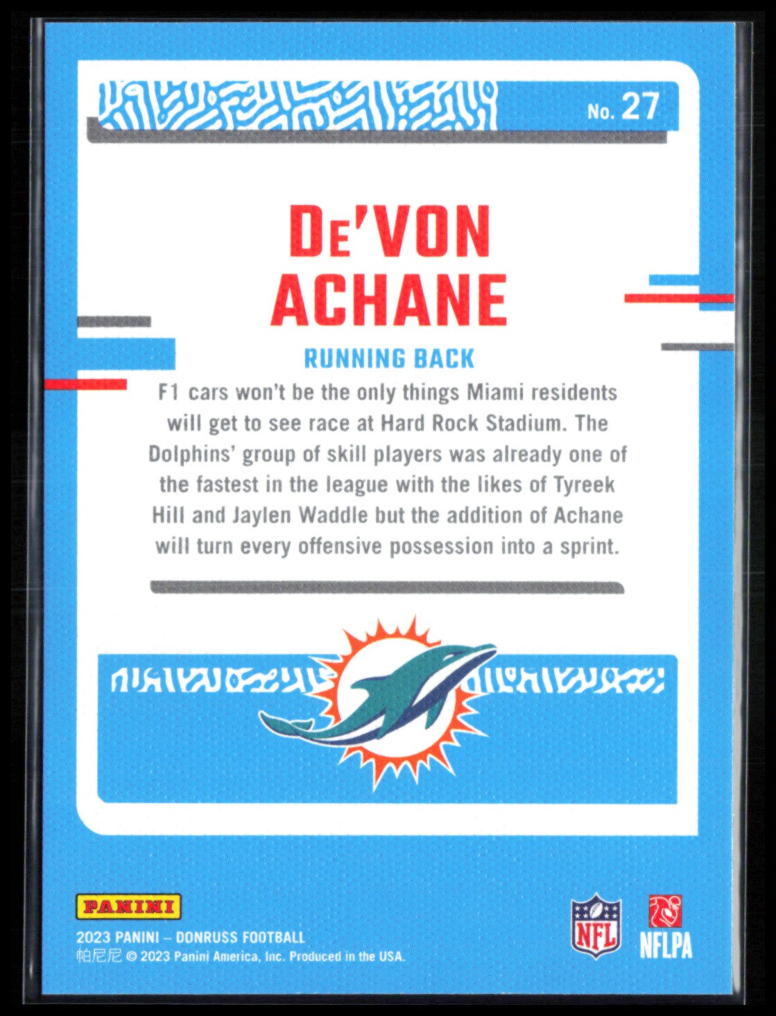 De'Von Achane RC Portrait