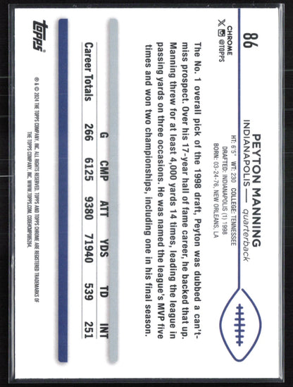 Peyton Manning Negative Refractor 2024 Topps Chrome