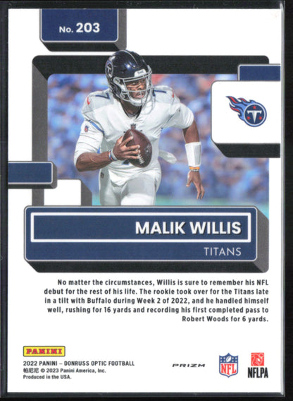 Malik Willis RC Holo Rated Rookie