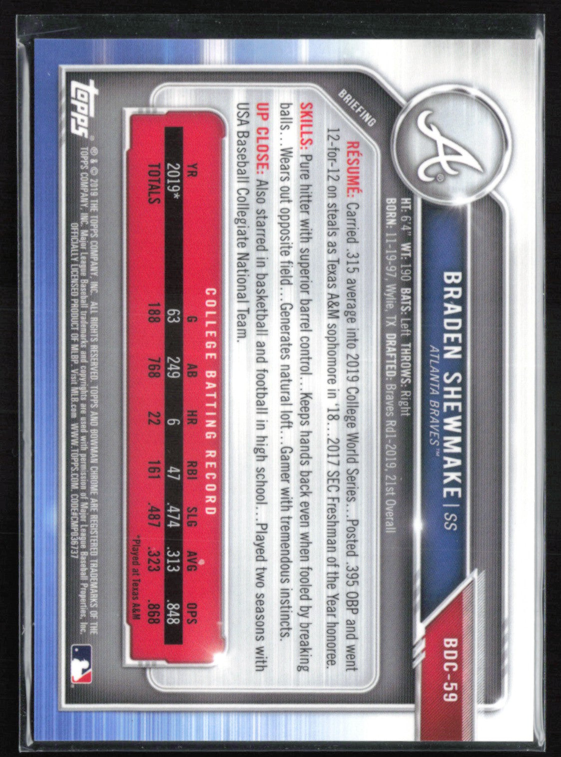 Braden Shewmake 1st Bowman Green /99