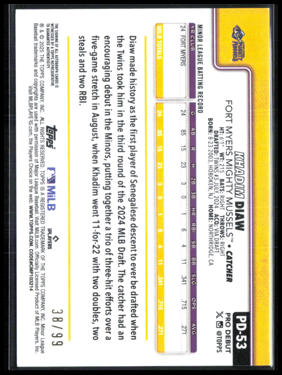 Khadim Diaw Pro Debut Auto Green /99