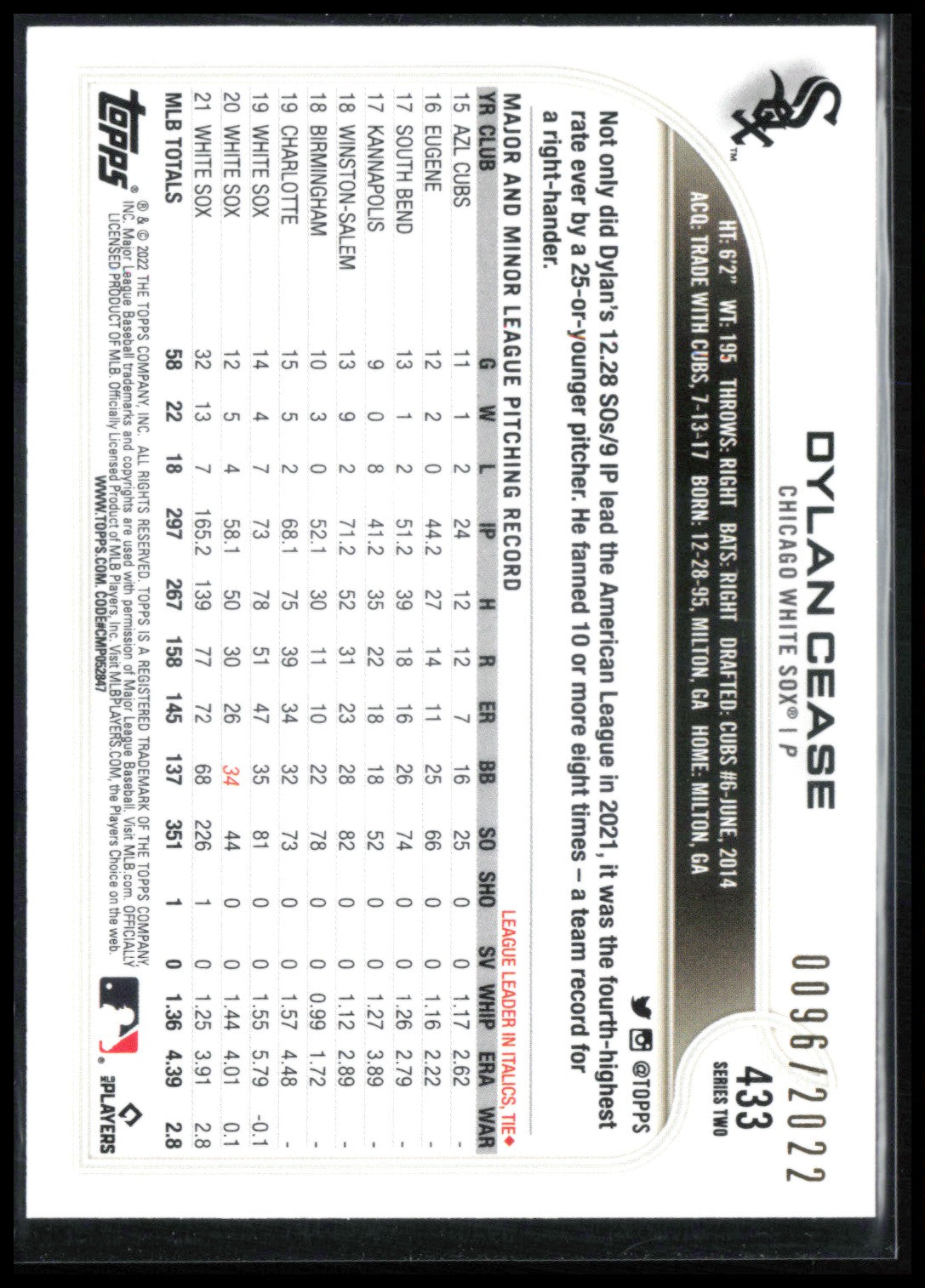 Dylan Cease /2022