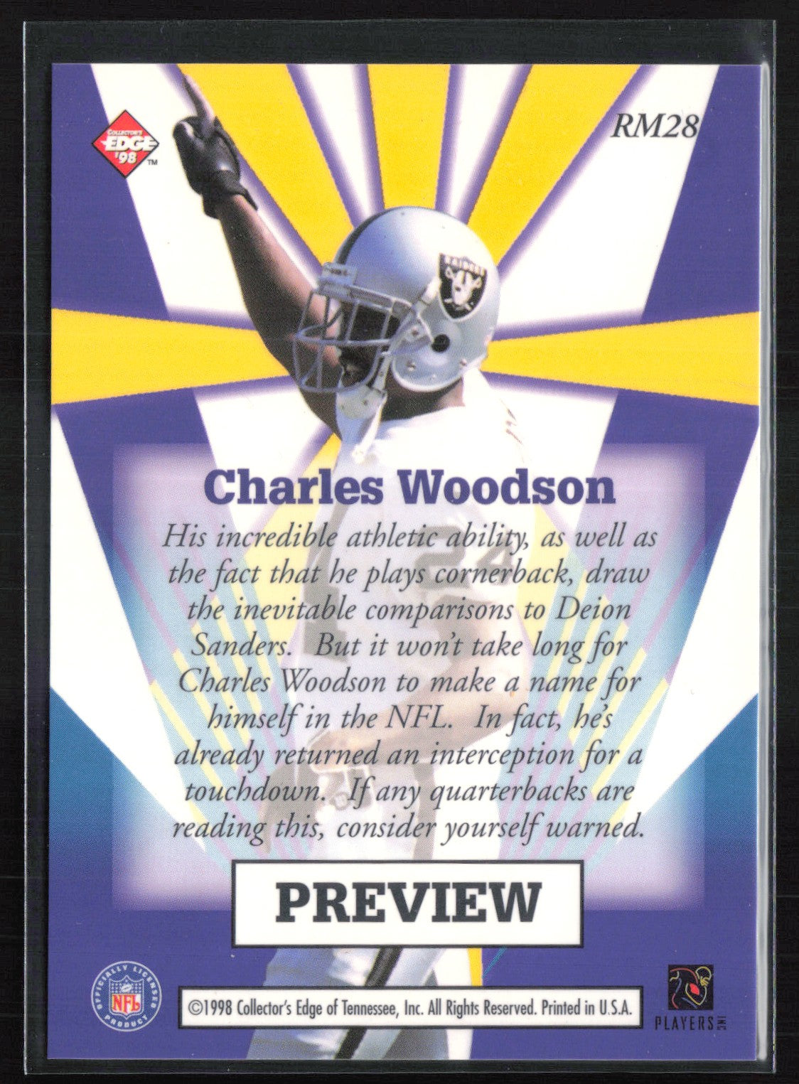 Charles Woodson Preview 1998 Collector's Edge