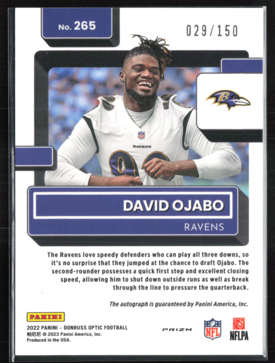 David Ojabo RC Auto /150 2022 Optic Rated Rookie