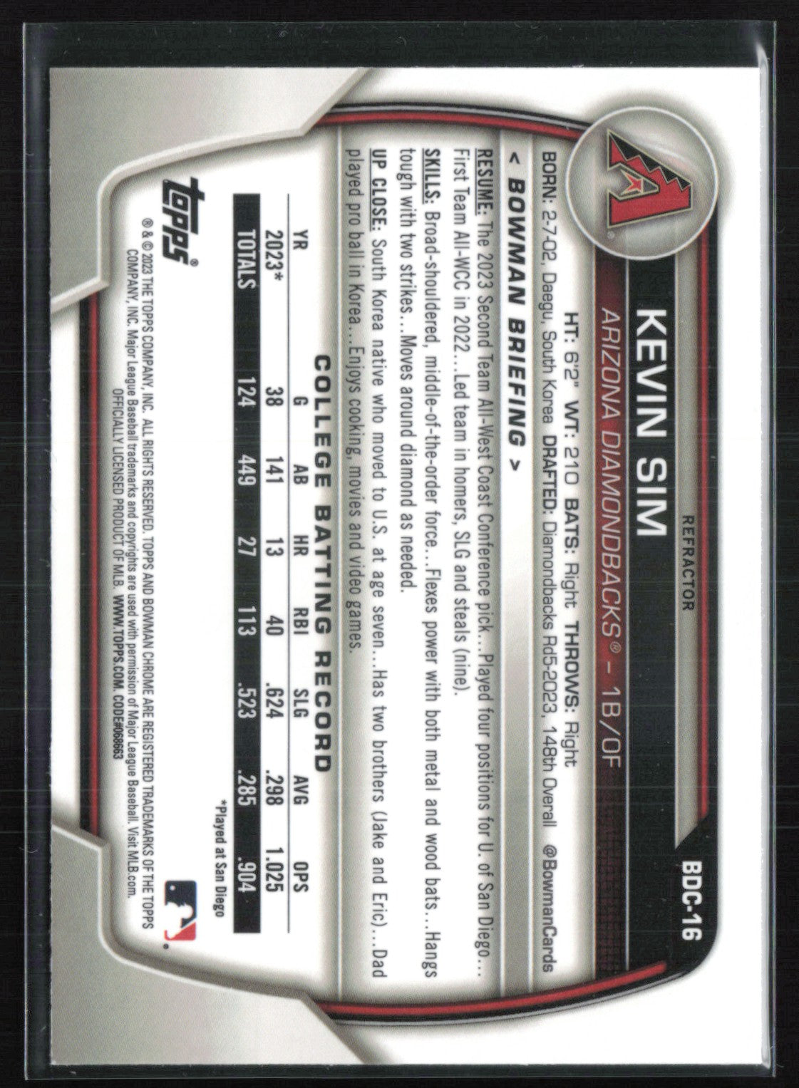 Kevin Sim 1st Bowman Refractor
