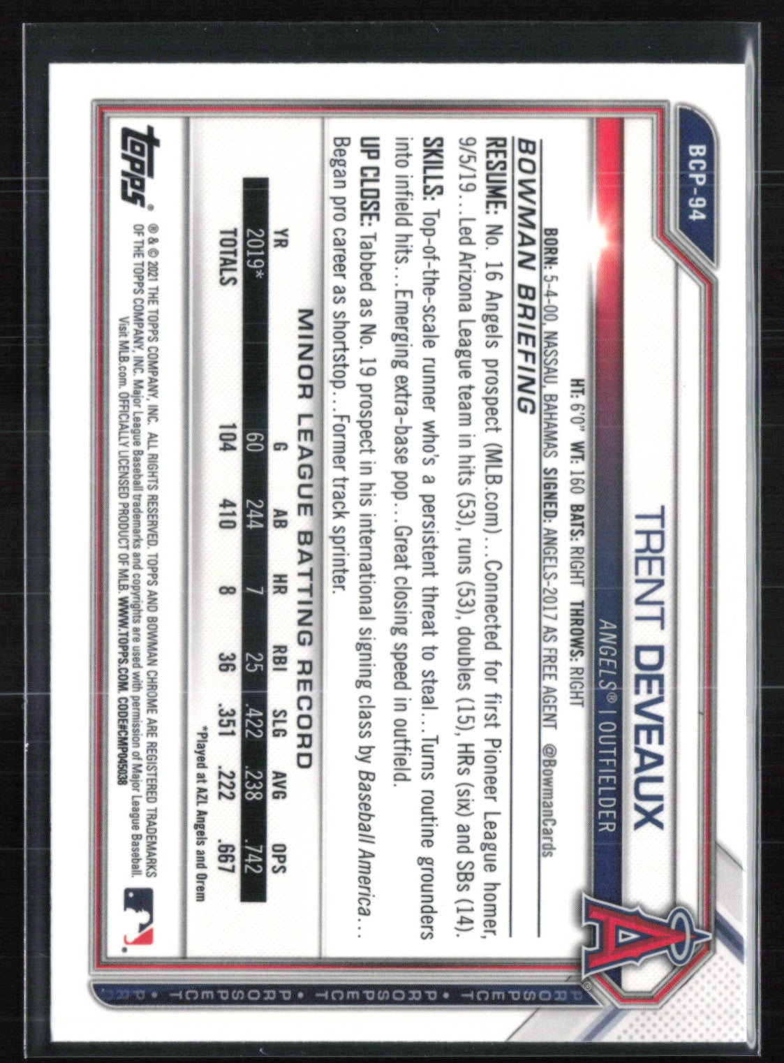 Trent Deveaux 1st Bowman Sapphire