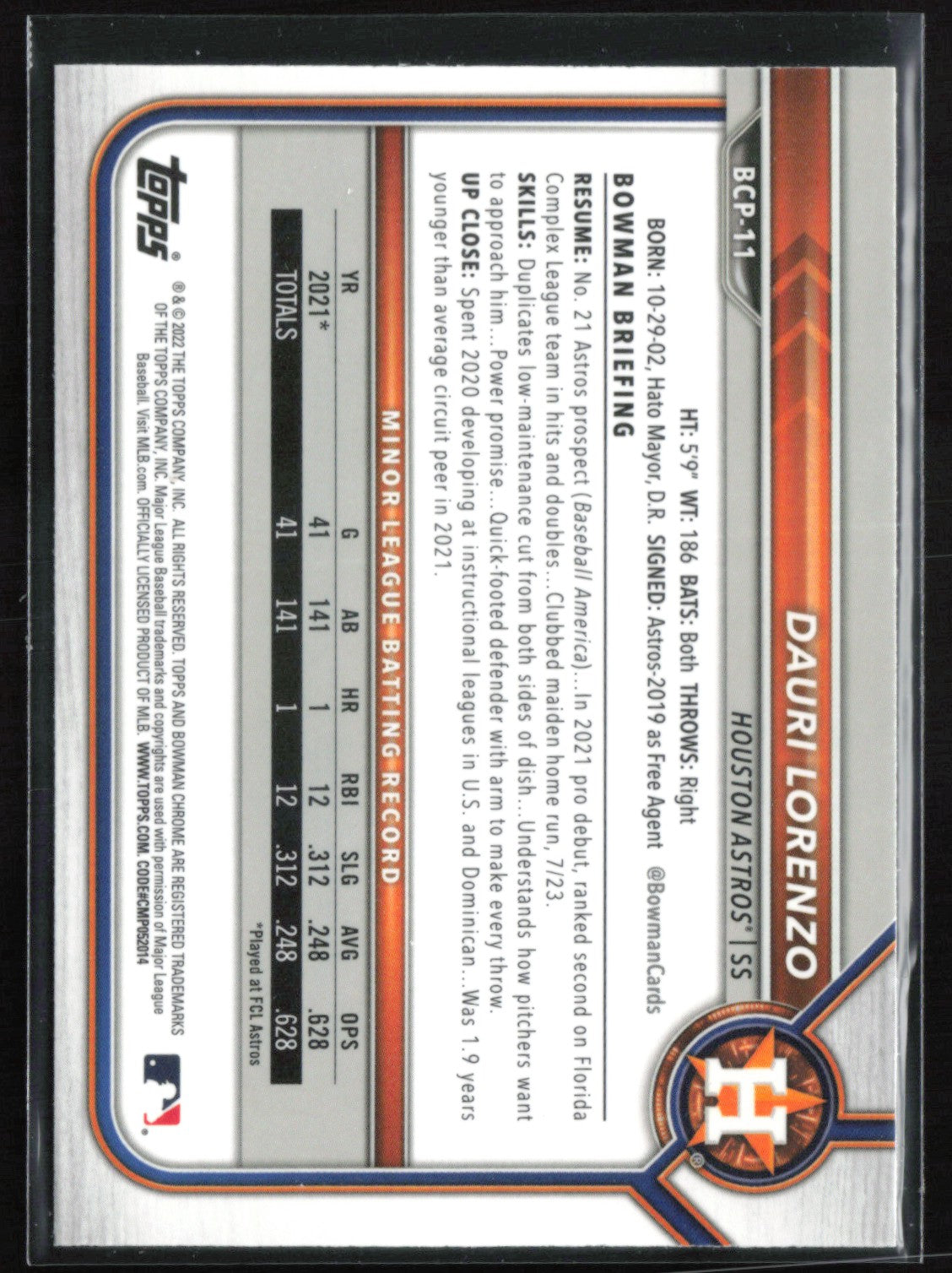 Dauri Lorenzo 1st Bowman Mojo