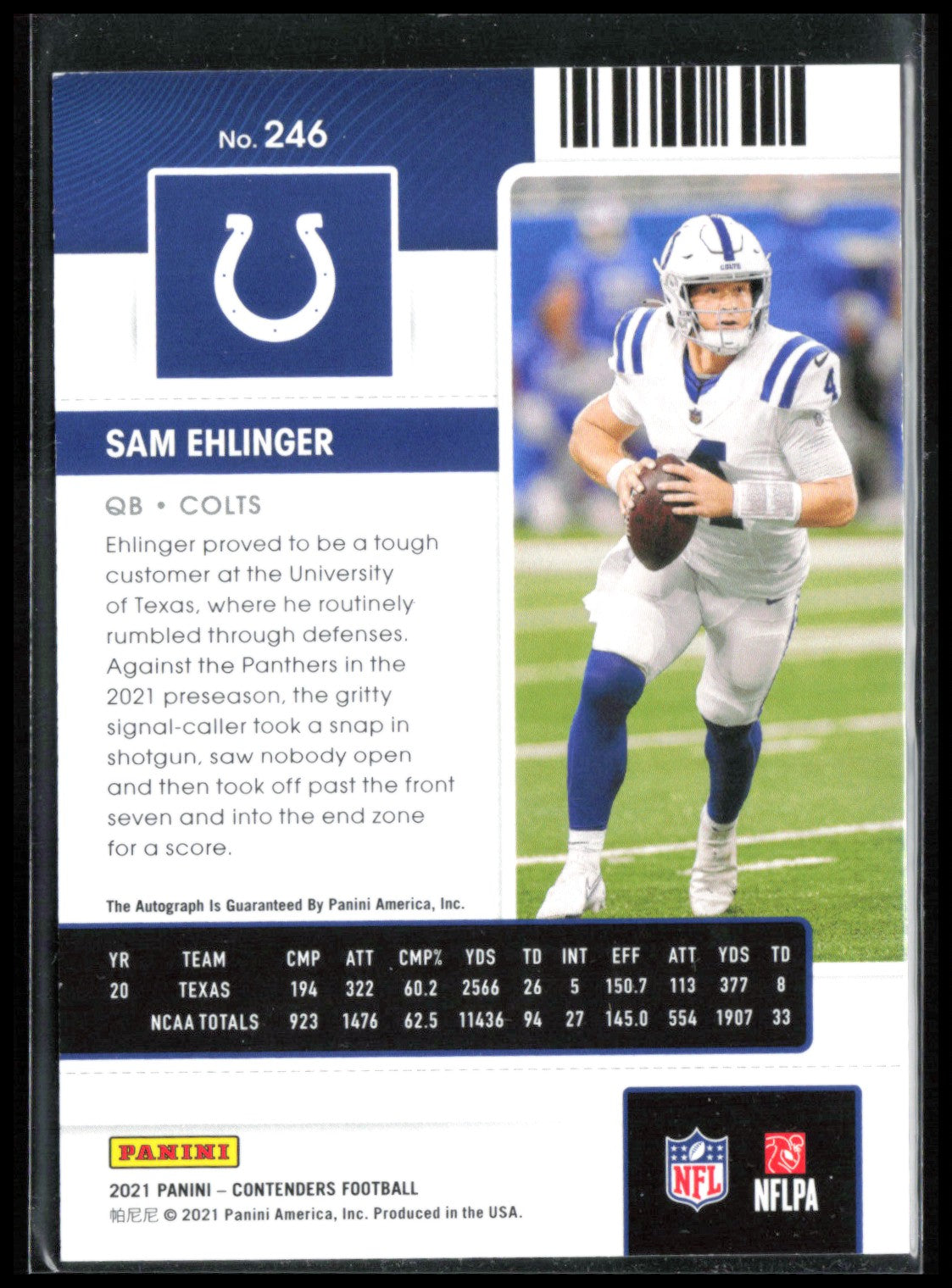 Sam Ehlinger RC Auto Rookie Ticket
