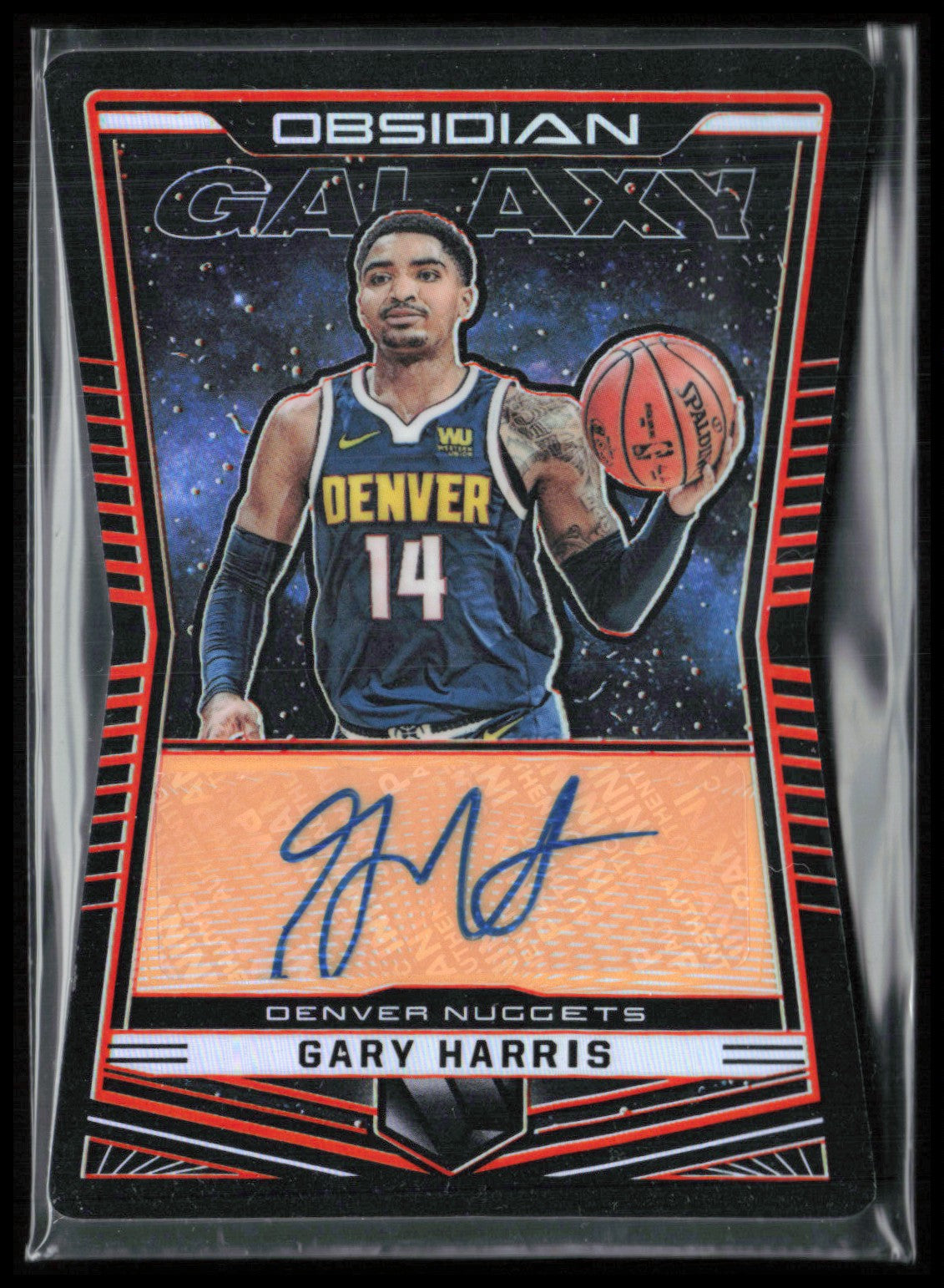 Gary Harris Auto /25 Orange Electric Etch Obsidian Galaxy Die-Cut