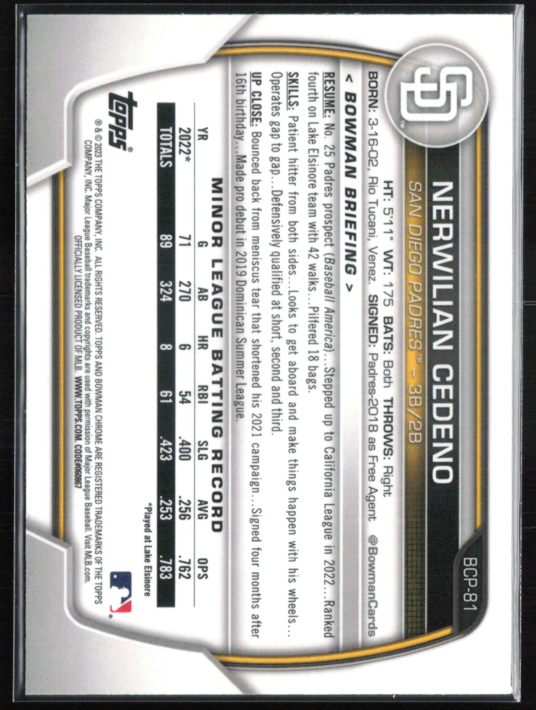 Nerwilian Cedeno 1st Bowman Mojo