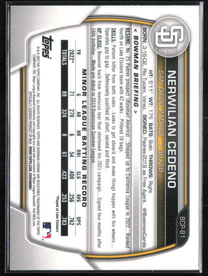 Nerwilian Cedeno 1st Bowman Mojo