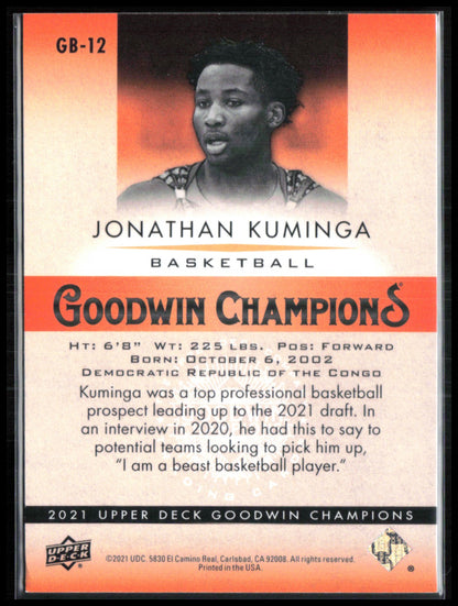 Jonathan Kuminga /299 2021 UD Goodwin Champions